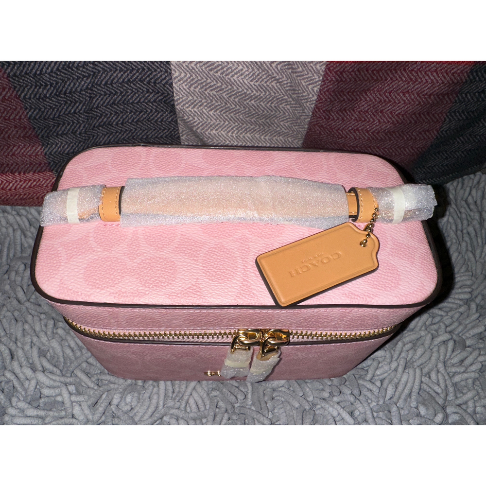 COACH® Cosmetic Case In Signature Canvas in Pink - Picture 7 of 8